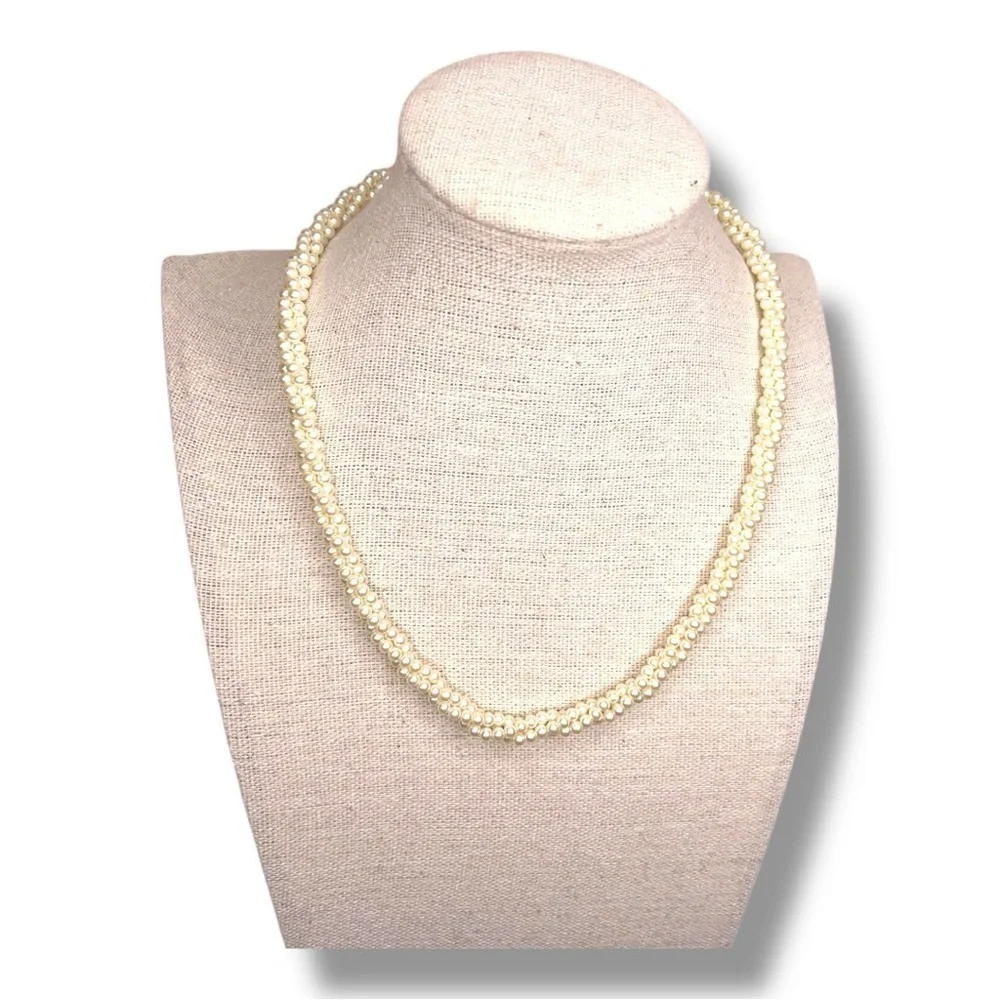 Vintage Pearl Necklace Rope Style Patented Clasp Wedding Event Formal
